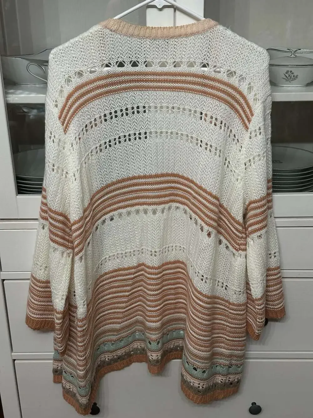 Cato Open Knit Crochet Sweater Cardigan Boho Size 18/20
